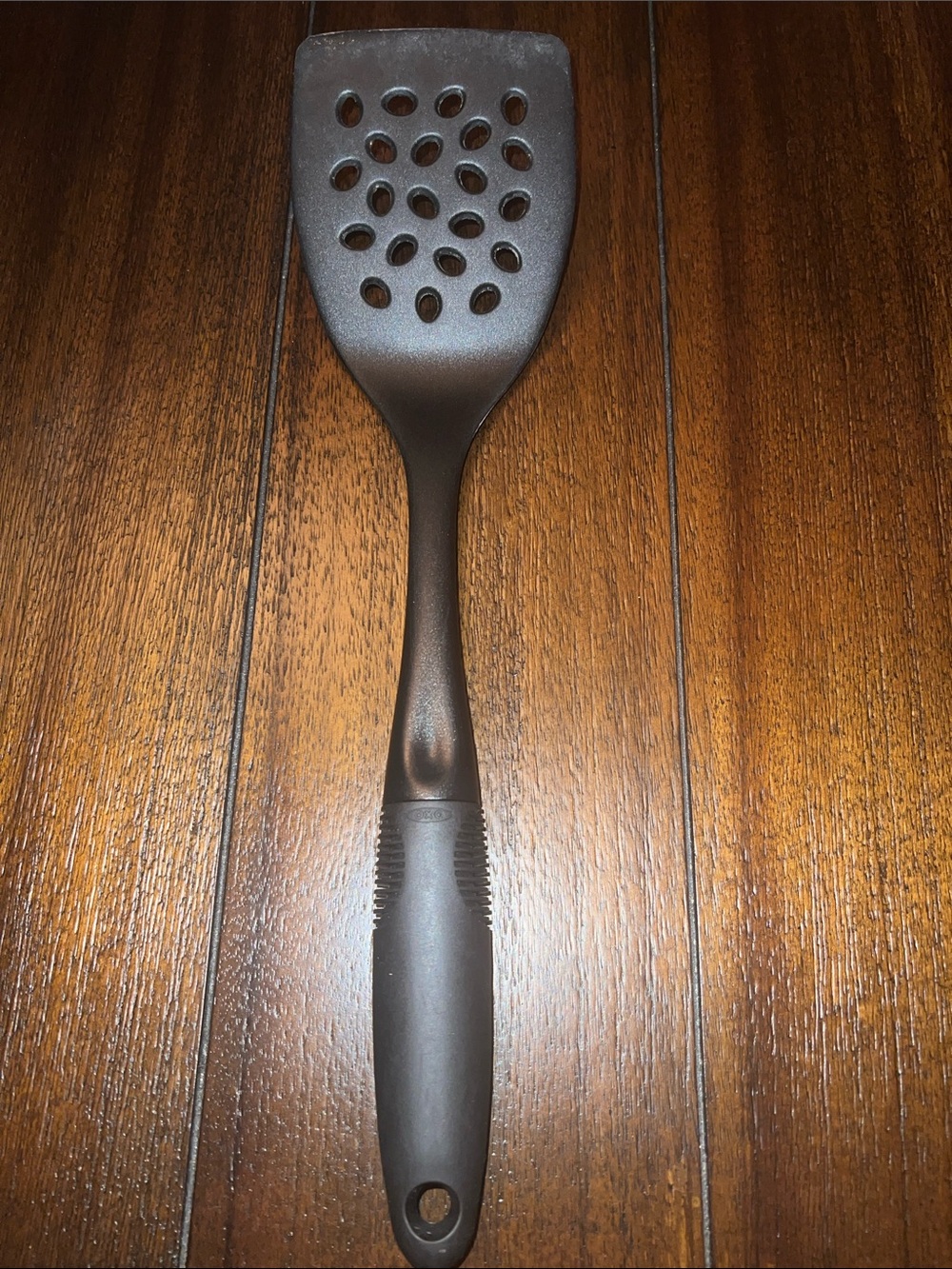OXO Black Nylon Grip Slotted Turner Spatula